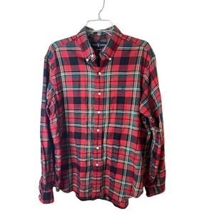 Ralph Lauren Men's L Red Plaid Classic Fit Long Sleeve Button Down Shirt